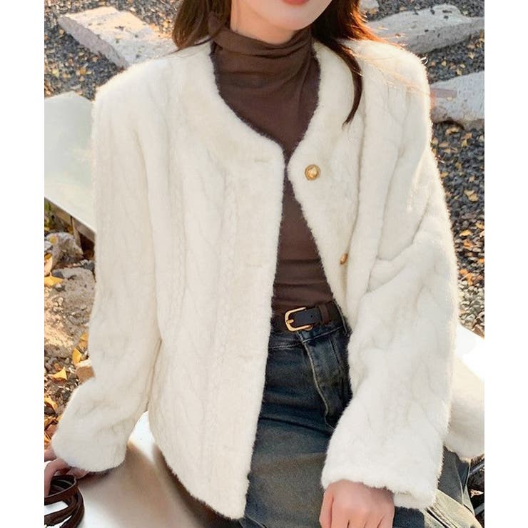 ノーカラーファージャケットゴールドボタン | SUNSHINE CLOSET | 詳細画像7 