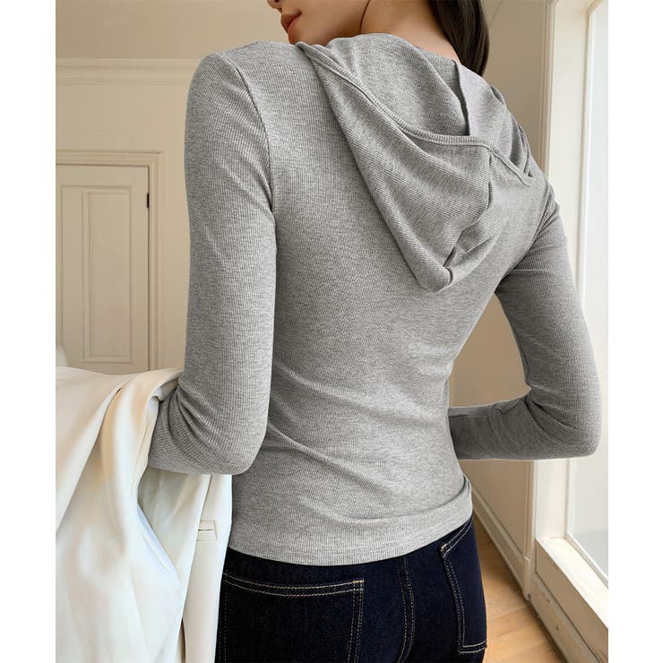 フード付きリブカットソーレディース長袖T | SUNSHINE CLOSET | 詳細画像4 