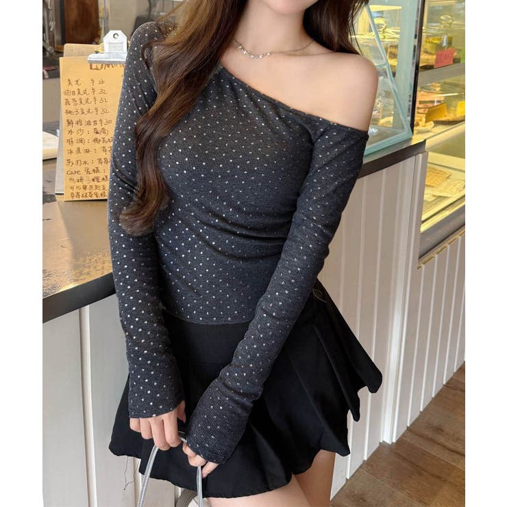 肩出しtシャツレディース ワンショルダーt長袖肌見せカットソーセクシー タイトト… | SUNSHINE CLOSET | 詳細画像10 