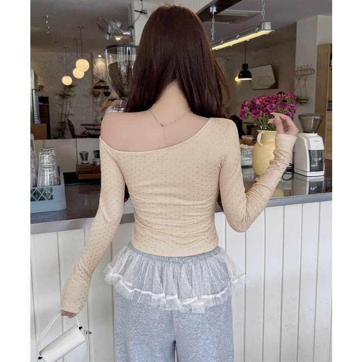 肩出しtシャツレディース ワンショルダーt長袖肌見せカットソーセクシー タイトト… | SUNSHINE CLOSET | 詳細画像14 