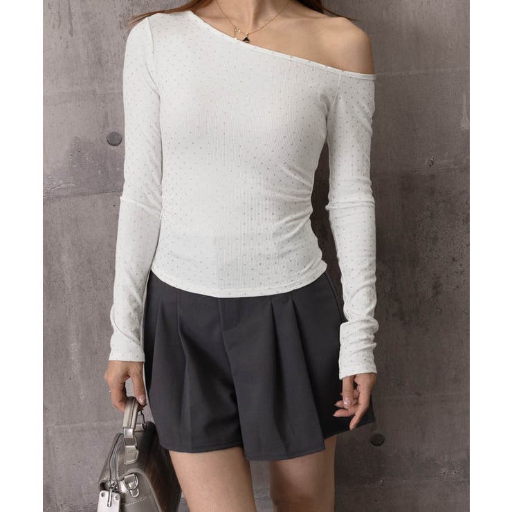 肩出しtシャツレディース ワンショルダーt長袖肌見せカットソーセクシー タイトト… | SUNSHINE CLOSET | 詳細画像18 