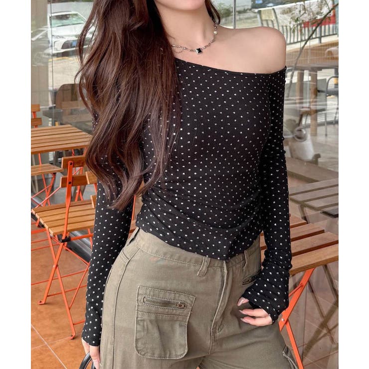 肩出しtシャツレディース ワンショルダーt長袖肌見せカットソーセクシー タイトト… | SUNSHINE CLOSET | 詳細画像2 