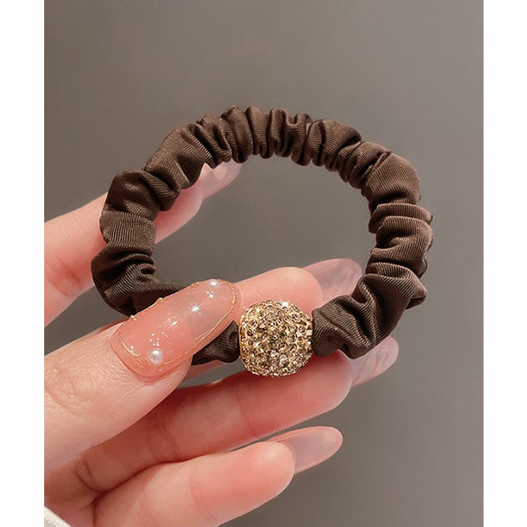 華やかなラインストーンボールシュシュ サテンヒョウ柄スリムヘアゴム まとめ髪アレ… | SUNSHINE CLOSET | 詳細画像11 