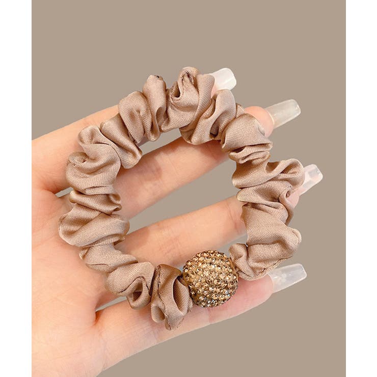 華やかなラインストーンボールシュシュ サテンヒョウ柄スリムヘアゴム まとめ髪アレ… | SUNSHINE CLOSET | 詳細画像13 