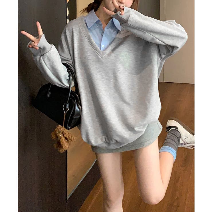 シャツ襟切り替えスウェットレディース長袖 | SUNSHINE CLOSET | 詳細画像3 