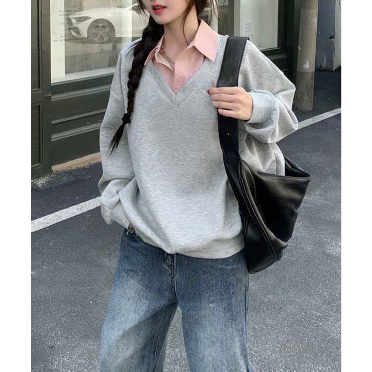 シャツ襟切り替えスウェットレディース長袖 | SUNSHINE CLOSET | 詳細画像5 