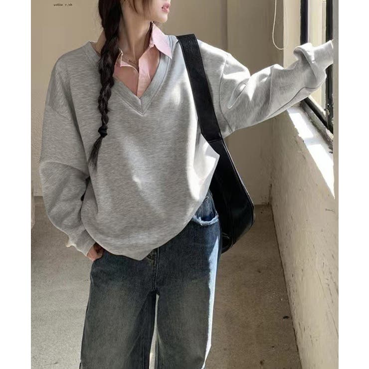 シャツ襟切り替えスウェットレディース長袖 | SUNSHINE CLOSET | 詳細画像7 