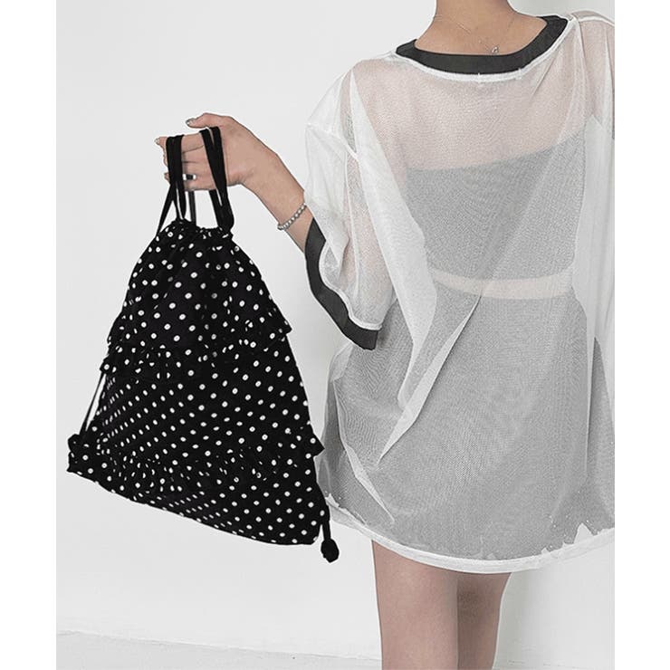 大容量 巾着リュックサックレディース 水玉柄デイバッグ韓国風ドロストバッグおしゃ… | SUNSHINE CLOSET | 詳細画像13 