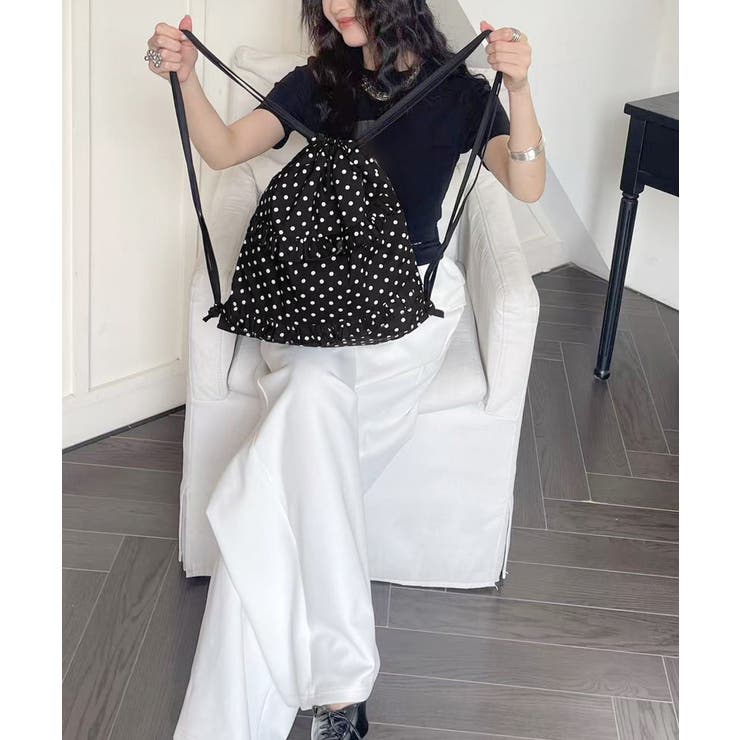 大容量 巾着リュックサックレディース 水玉柄デイバッグ韓国風ドロストバッグおしゃ… | SUNSHINE CLOSET | 詳細画像4 