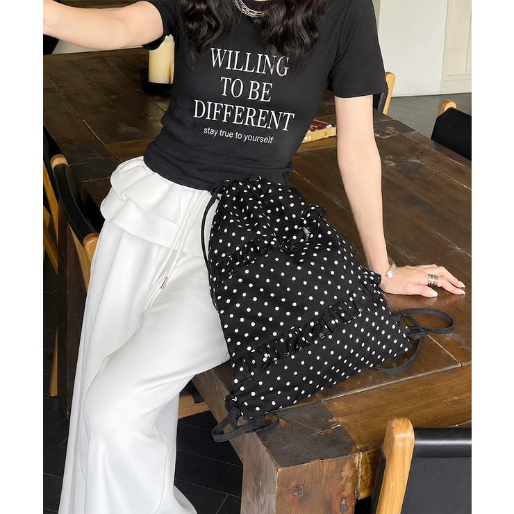 大容量 巾着リュックサックレディース 水玉柄デイバッグ韓国風ドロストバッグおしゃ… | SUNSHINE CLOSET | 詳細画像6 