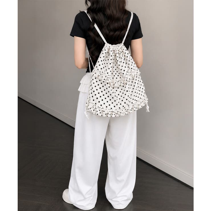 大容量 巾着リュックサックレディース 水玉柄デイバッグ韓国風ドロストバッグおしゃ… | SUNSHINE CLOSET | 詳細画像7 