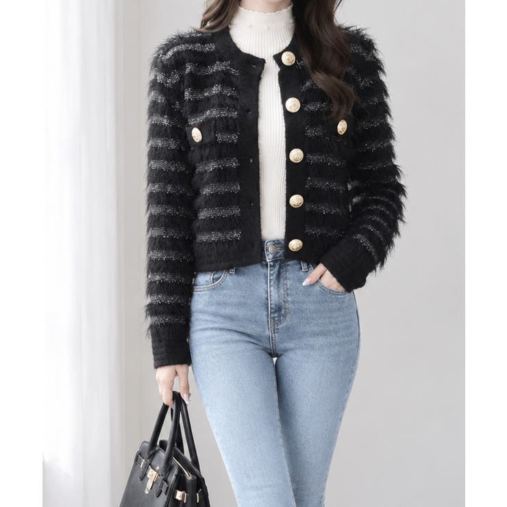 上品フェザーヤーンニットトップス長袖 レディースショート丈ニットジャケット韓国風… | SUNSHINE CLOSET | 詳細画像10 
