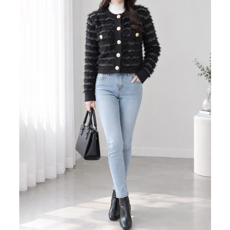 上品フェザーヤーンニットトップス長袖 レディースショート丈ニットジャケット韓国風… | SUNSHINE CLOSET | 詳細画像13 
