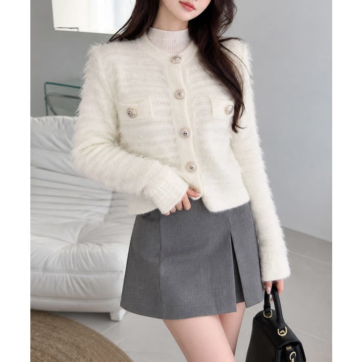 上品フェザーヤーンニットトップス長袖 レディースショート丈ニットジャケット韓国風… | SUNSHINE CLOSET | 詳細画像15 