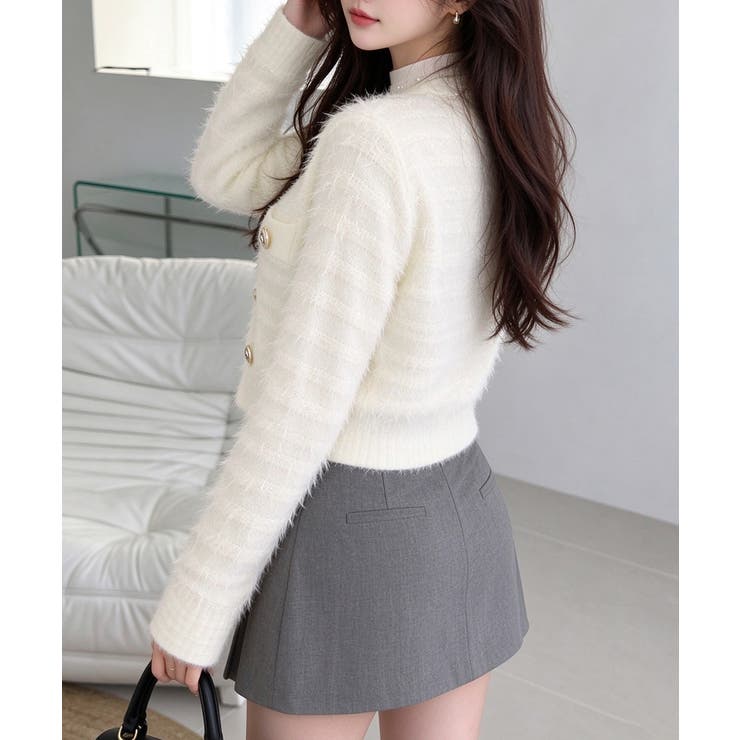 上品フェザーヤーンニットトップス長袖 レディースショート丈ニットジャケット韓国風… | SUNSHINE CLOSET | 詳細画像17 