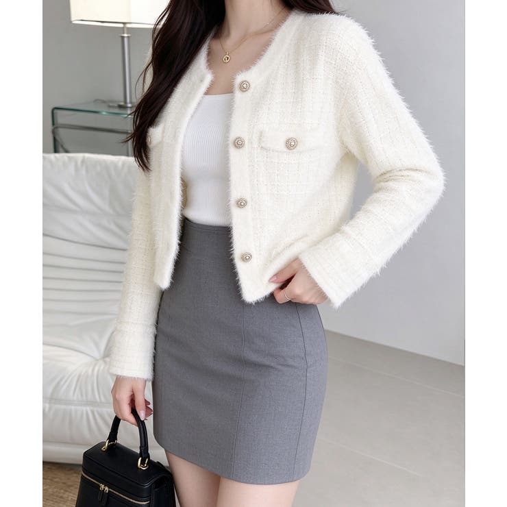上品フェザーヤーンニットトップス長袖 レディースショート丈ニットジャケット韓国風… | SUNSHINE CLOSET | 詳細画像18 