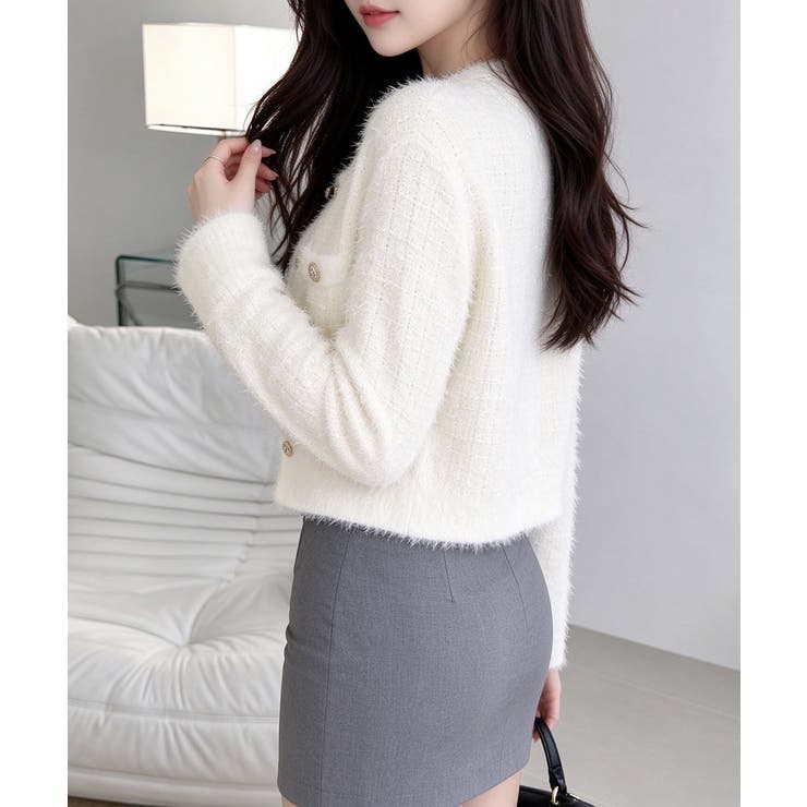 上品フェザーヤーンニットトップス長袖 レディースショート丈ニットジャケット韓国風… | SUNSHINE CLOSET | 詳細画像19 