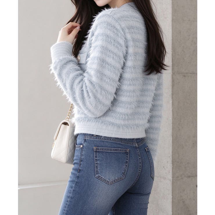 上品フェザーヤーンニットトップス長袖 レディースショート丈ニットジャケット韓国風… | SUNSHINE CLOSET | 詳細画像5 