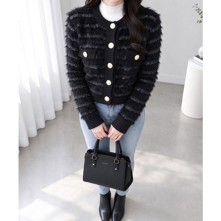 上品フェザーヤーンニットトップス長袖 レディースショート丈ニットジャケット韓国風… | SUNSHINE CLOSET | 詳細画像7 