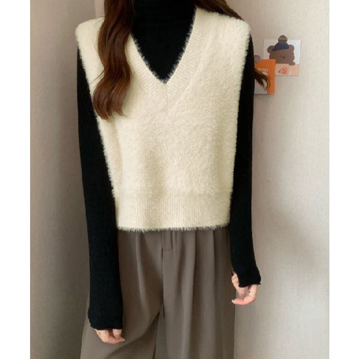 シャギーニットベストショート丈ニットジレ | SUNSHINE CLOSET | 詳細画像1 