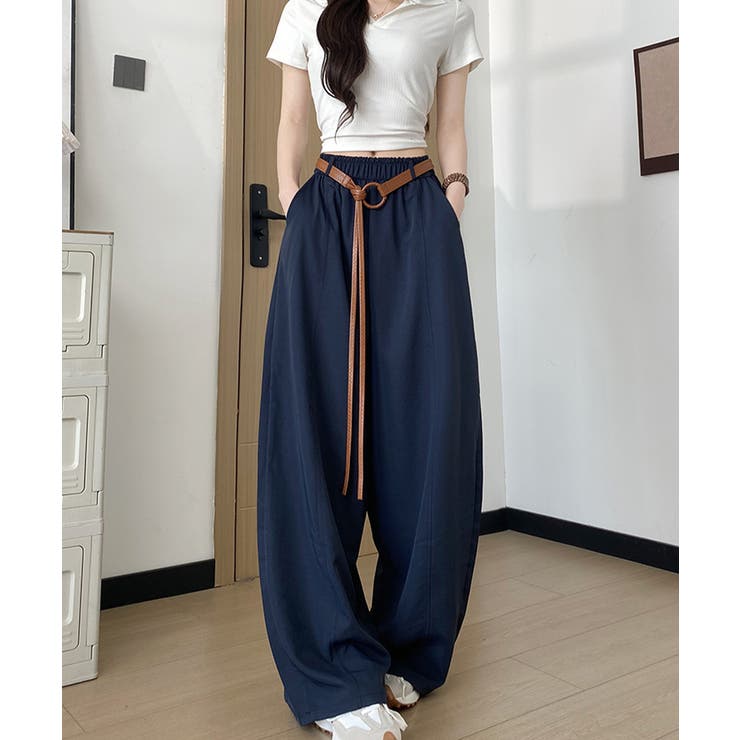 韓国風 脚長見え美脚ワイドパンツレディース ハイウエストスポーティーパンツY2K… | SUNSHINE CLOSET | 詳細画像1 