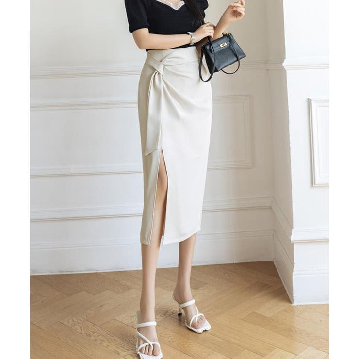フロントタックスカートオフィスきれいめ レディース膝下スカート美脚脚長 ハイウエ… | SUNSHINE CLOSET | 詳細画像13 