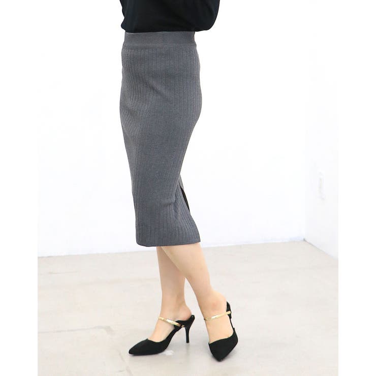 ディープグリーン | スリット スリットスカート リブニットスカート | SUNSHINE CLOSET