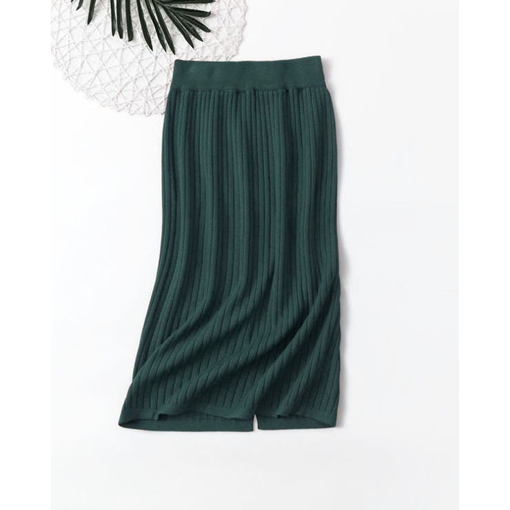 ネイビー | スリット スリットスカート リブニットスカート | SUNSHINE CLOSET