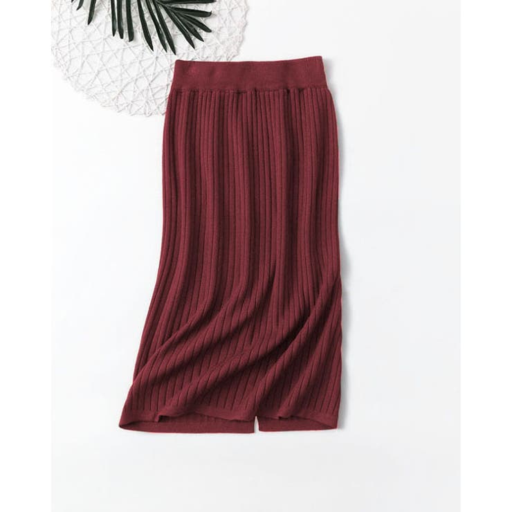 ワインレッド | スリット スリットスカート リブニットスカート | SUNSHINE CLOSET