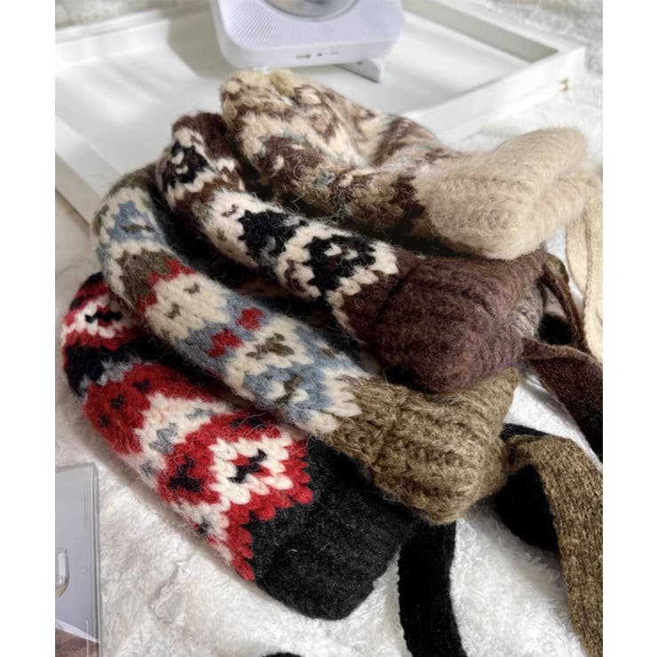 ノルディック柄ニット帽無地ニットキャップ[品番：AGCW0007343