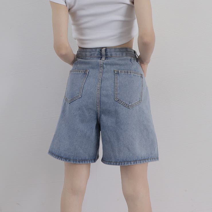 ロールアップ デニムショートパンツ 美脚[品番:AGCW0004315 ロールアップ デニムショートパンツ 美脚[品番:AGCW0004315