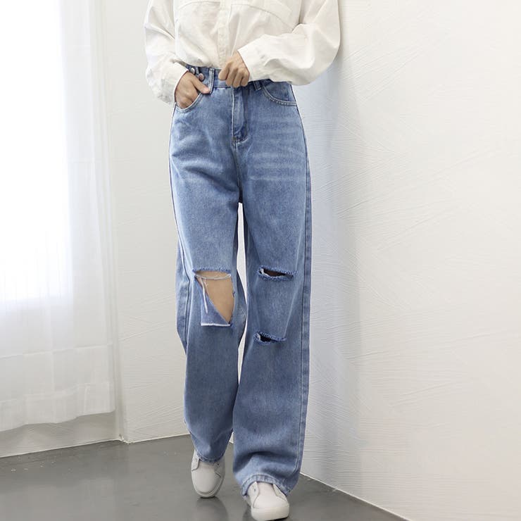 ダメージ デニムパンツ ハイウエスト美脚 | SUNSHINE CLOSET | 詳細画像4 