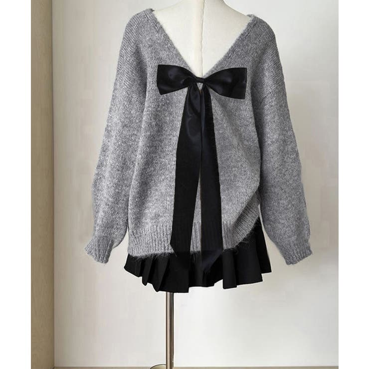 バックオープンリボンニットトップス韓国風 | SUNSHINE CLOSET | 詳細画像21 