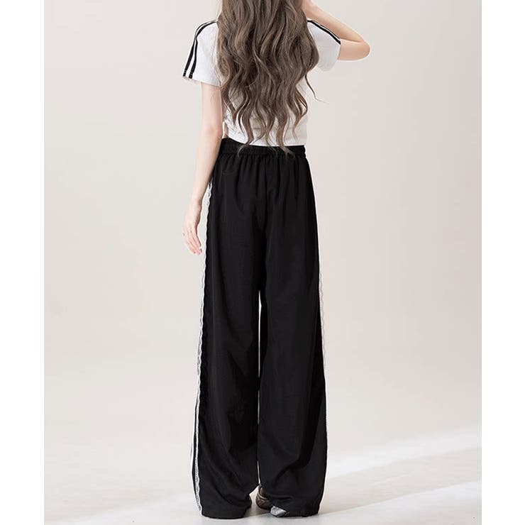 レースフリル付きラインパンツきれいめ レディース薄手カジュアルパンツおしゃれ ハ… | SUNSHINE CLOSET | 詳細画像4 