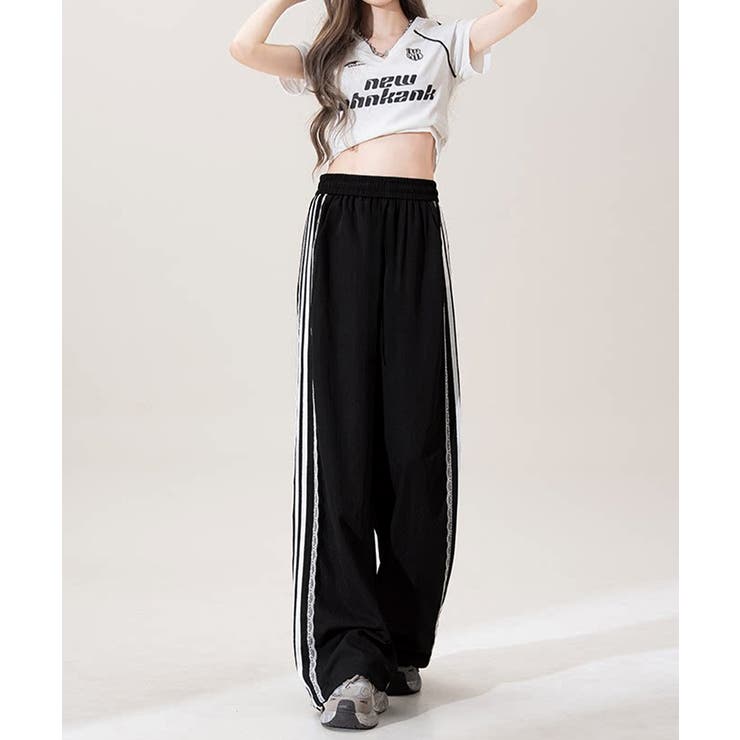 レースフリル付きラインパンツきれいめ レディース薄手カジュアルパンツおしゃれ ハ… | SUNSHINE CLOSET | 詳細画像9 