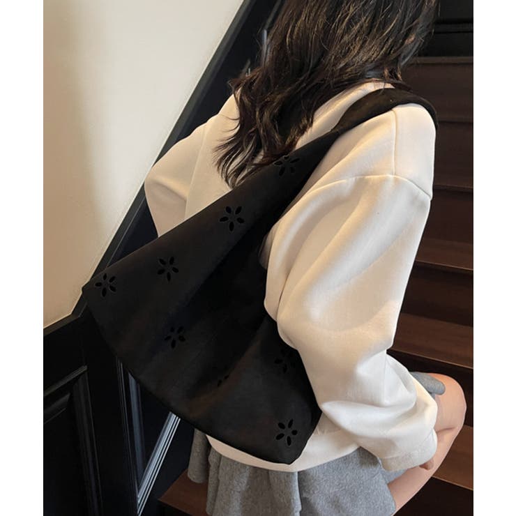 花柄カットスエード調トートバッグポーチ付 | SUNSHINE CLOSET | 詳細画像4 