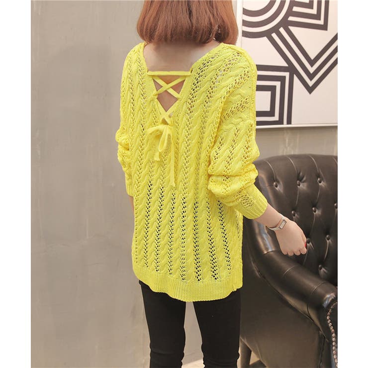 バッグレースアップ 透かし編みニット | SUNSHINE CLOSET | 詳細画像13 