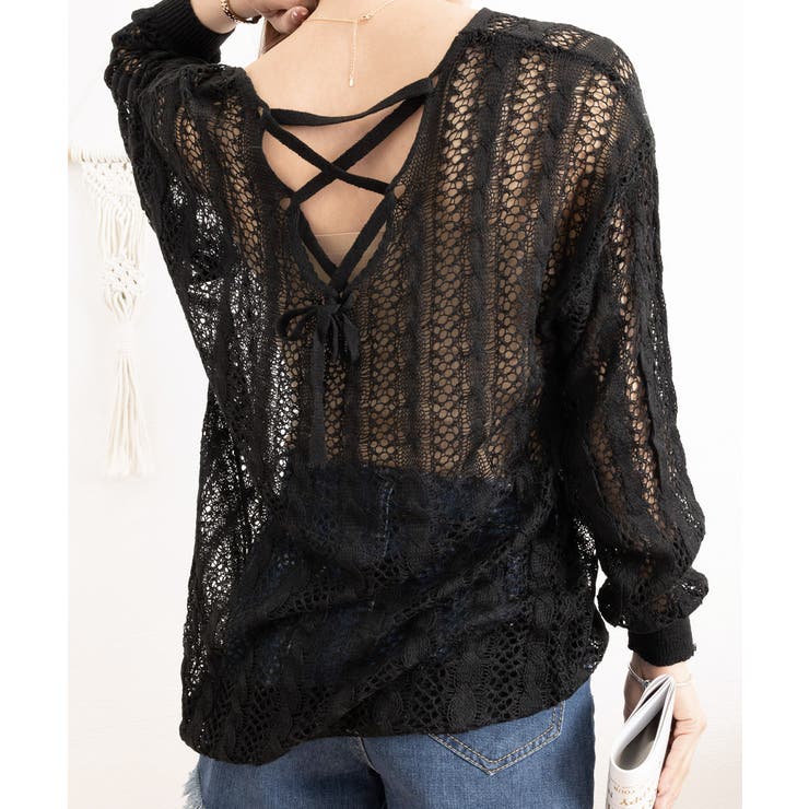 バッグレースアップ 透かし編みニット | SUNSHINE CLOSET | 詳細画像18 