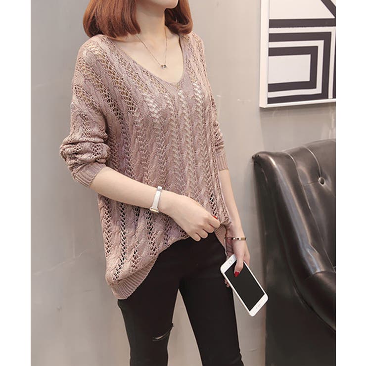 バッグレースアップ 透かし編みニット | SUNSHINE CLOSET | 詳細画像4 