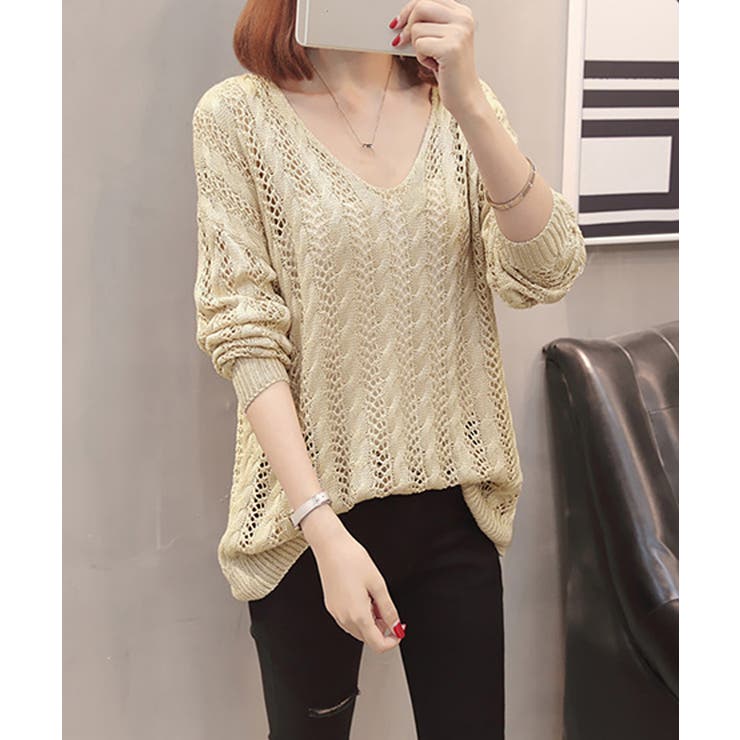 バッグレースアップ 透かし編みニット | SUNSHINE CLOSET | 詳細画像9 