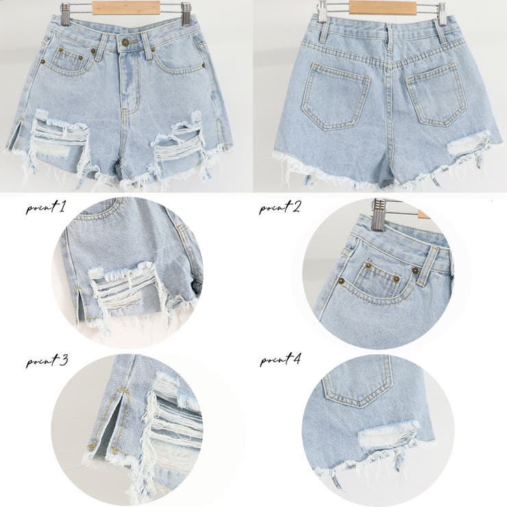 デニムショートパンツ ダメージレディース | SUNSHINE CLOSET | 詳細画像3 