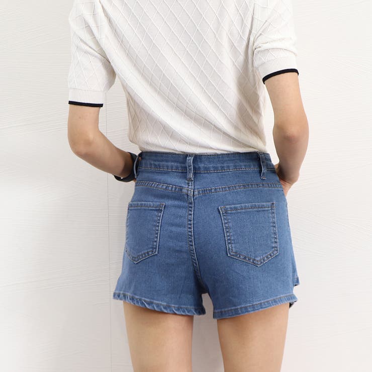 デニムパンツ ビーチショートパンツ着やせ[品番：AGCW0004651