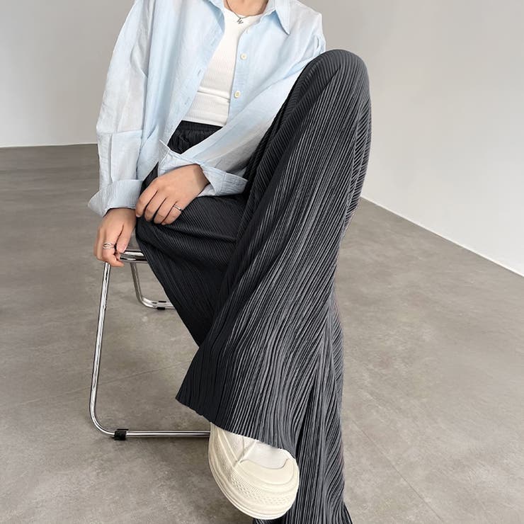 アコーディオンプリーツルーズワイドパンツ[品番：AGCW0003719
