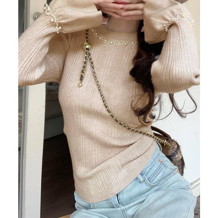 パール付きニットトップス フレアスリーブ | SUNSHINE CLOSET | 詳細画像9 