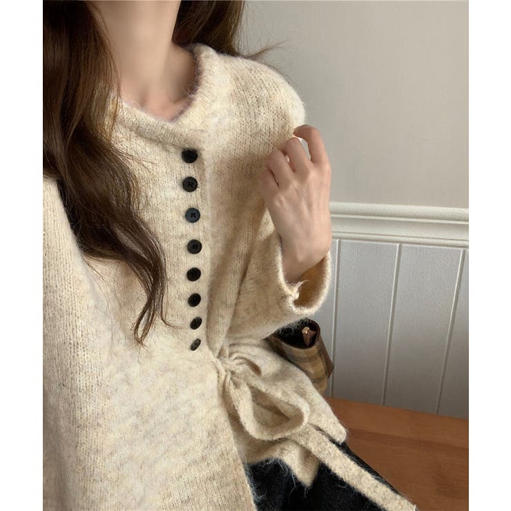 サイドリボンニットトップスボタンデザイン | SUNSHINE CLOSET | 詳細画像2 