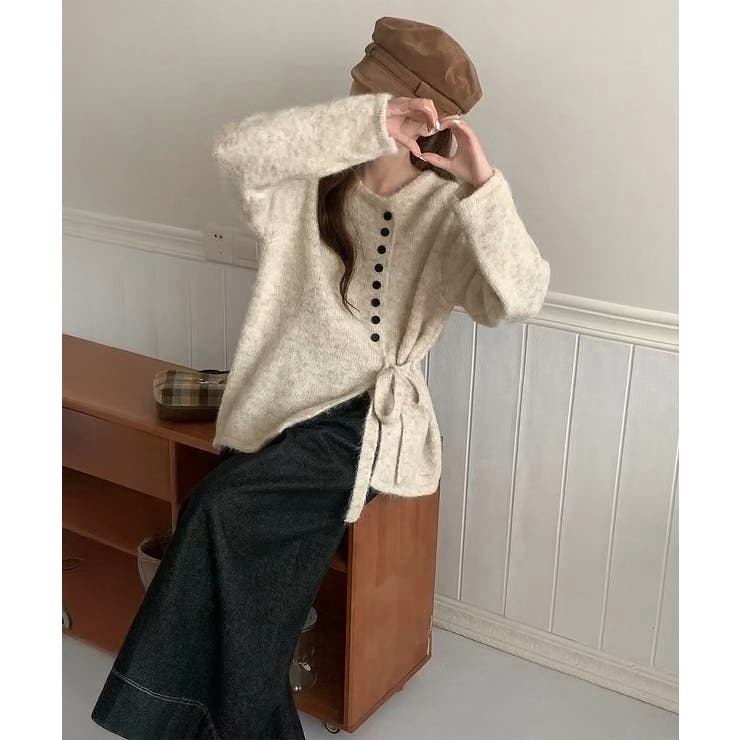 サイドリボンニットトップスボタンデザイン | SUNSHINE CLOSET | 詳細画像5 