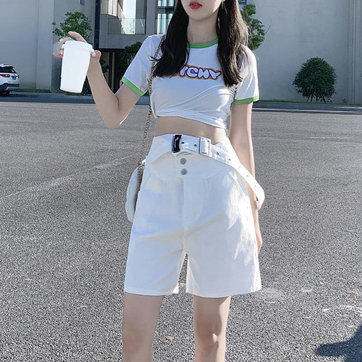 デニムサロペット ショートオーバーオール[品番：AGCW0002272