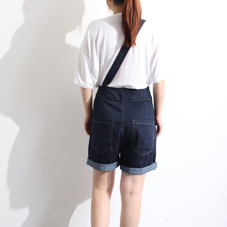 デニムサロペット ショートオーバーオール[品番：AGCW0002272