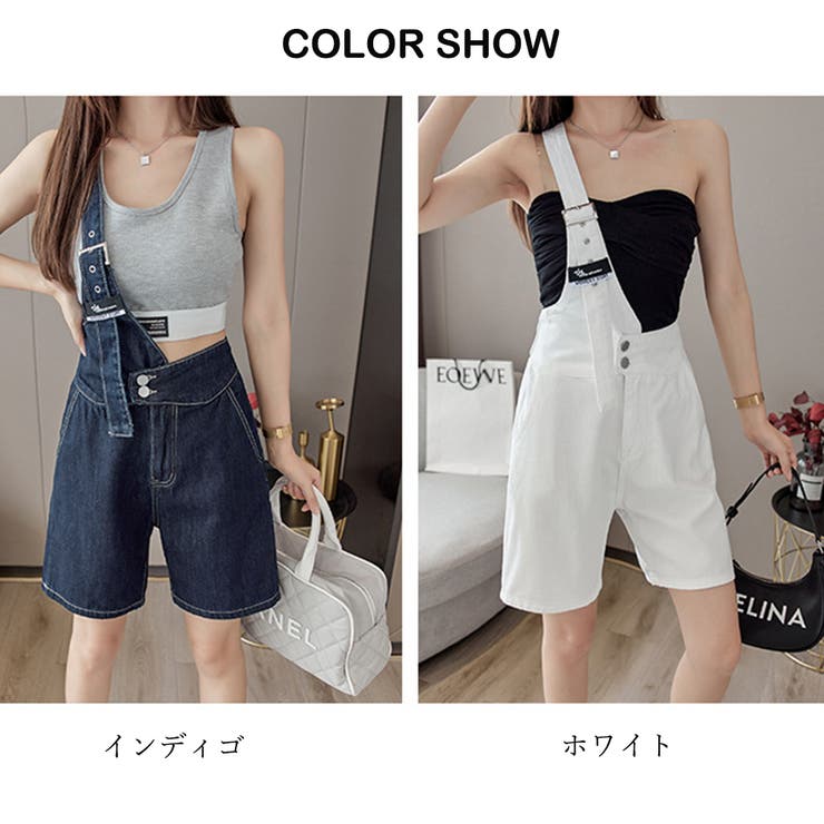 デニムサロペット ショートオーバーオール[品番：AGCW0002272