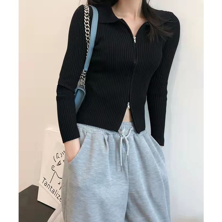 リブニットトップスレディースジップアップ | SUNSHINE CLOSET | 詳細画像12 